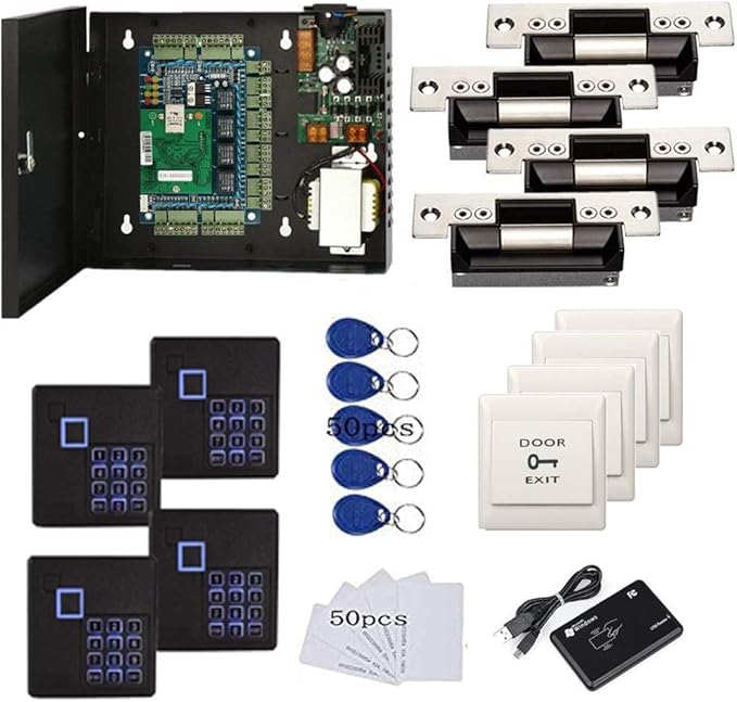 MENGQI-CONTROL 4 Doors Complete TCP/IP PIN Code RFID Card/Fob Access Control