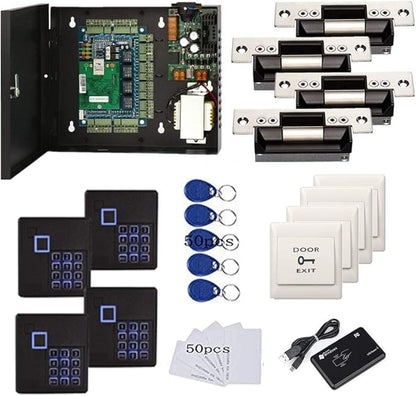 MENGQI-CONTROL 4 Doors Complete TCP/IP PIN Code RFID Card/Fob Access Control