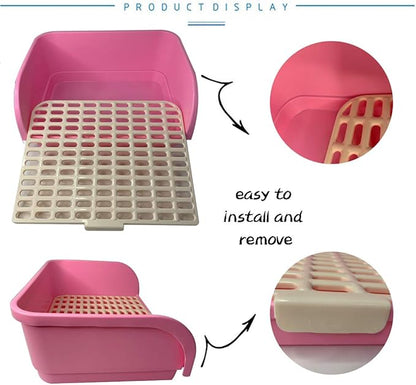Hamiledyi Large Rabbit Litter Box Corner Bedding Box Chinchilla Toilet Trainer Square Potty Pet Pan for Adult Guinea Pig, Galesaur.Ferret and Other Animals