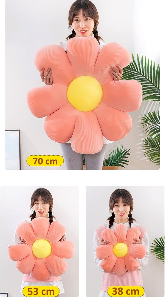Flower Shaped Throw Pillow - Soft Seating Cushion Floor Pillow for Room Decor, Plush Pillow for Bedroom, Sofa, Bed, Reading (15 Inch, White)