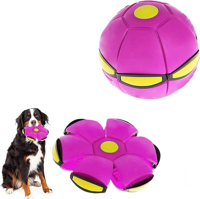 UFO Stomp Magic Ball, Portable Pet Toy Flying Saucer Balls, Creative Doggy Disc Ball, Decompression Flying Flat Throw Dog Balls Toy for Childrens Kids Sports, Outdoor Games(Purple)