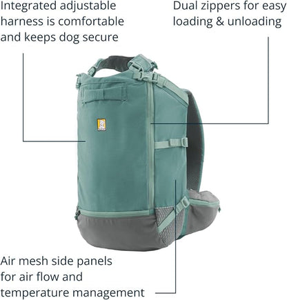 Ruffwear, Hitch Hiker Dog Backpack Carrier, Hands-Free Dog Carrier Backpack with Breathable Mesh, EVA Foam Padding, Durable Polyester, Lightweight Design for Small Dogs, River Rock Green, XX-Small