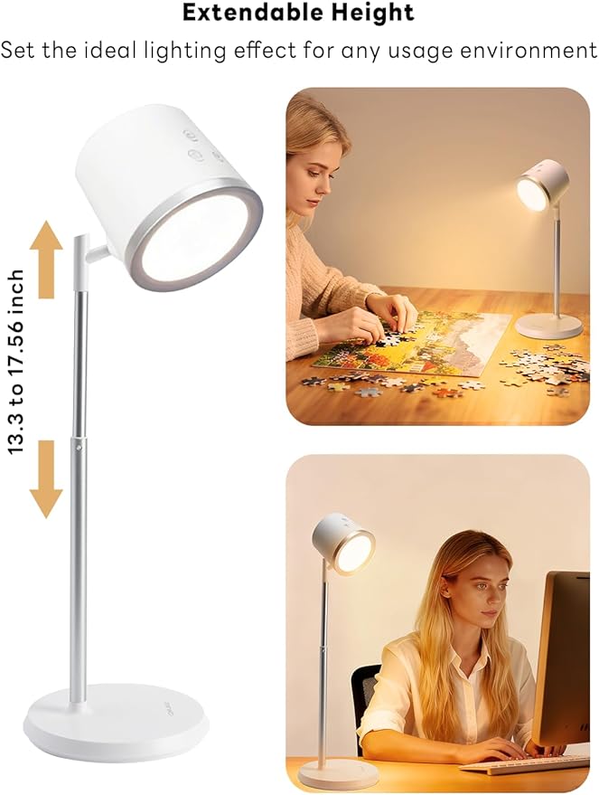 Rechargeable Desk Lamp, Magnetic Wall Mount LED Light, Dimmable Table Lamp with Adjustable Brightness & 3 Color Modes for Reading, Work, Bedroom, Hallway