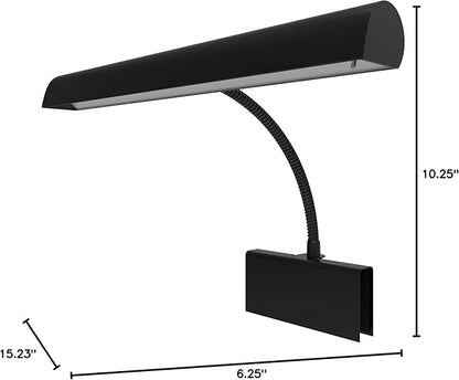 Cocoweb 14" Grand Piano Lamp, LED, Adjustable, Quality Lighting in Black, with Plug-in Adapter - GPLED14-7D