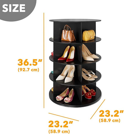 SpaceAid 4 Tier Rotating Shoe Rack Tower, Spinning Shoe Display Lazy Susan