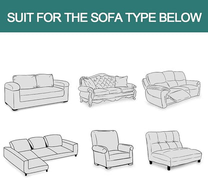 MYSKY HOME White Geometrical Sofa Covers, Couch Cover for 2 Cushion Couch, Sectional Couch Cover Living Room Sofa Throws Sofa Slipcovers for Pets, & Kids (X-Large, 71" x 118", White)
