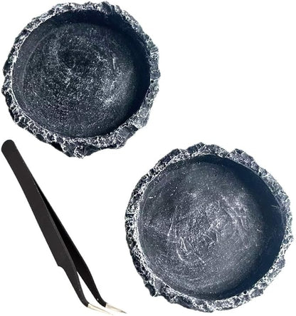 2PCS Reptile Feeder Food and Water Dish with Feeding Tweezers Tong Reptile Water Dish Food Bowl Set for Leopard Gecko Lizard Frog (Style 1)