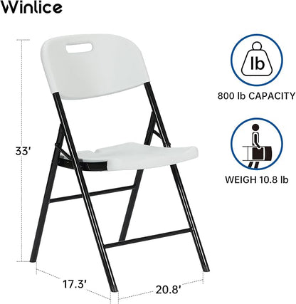 Winlice 30 Pack Thicker 800 LBS White Folding Chairs, Commercial Grade Folding Chair, Foldable Chairs for Events