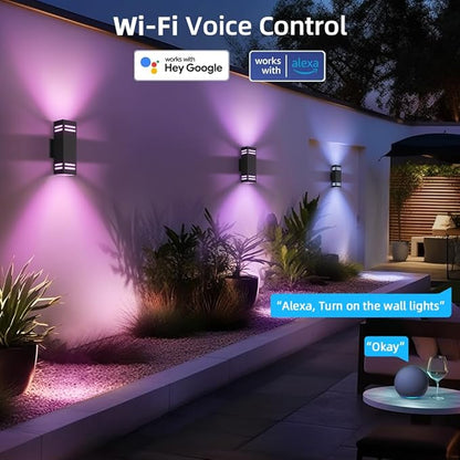 KIZON Modern Smart Porch Lights RGBCW, Dusk to Dawn Outdoor Lights Color