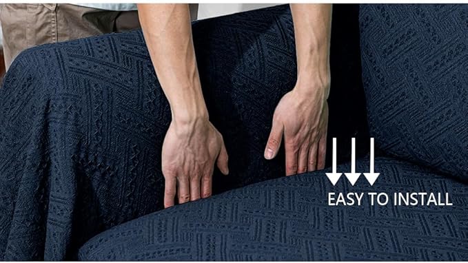 MYSKY HOME Navy Sofa Cover, Sofa Slipcovers, Blue Couch Covers for 2 Cushion Couch, Sofa Throw Cover for Living Room, Sectional Couch Cover for Dogs, Sofa Protector(X-Large, 91" x 118", Navy Blue)