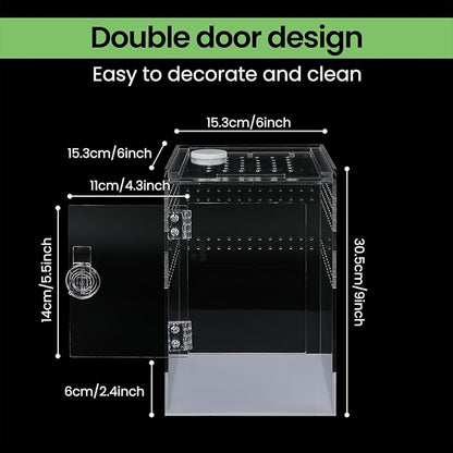 Tall Arboreal Tarantula Enclosure【𝐍𝐨 𝐀𝐬𝐬𝐞𝐦𝐛𝐥𝐲 𝐑𝐞𝐪𝐮𝐢𝐫𝐞𝐝】, Jumping Spider Enclosure, Front Above Opening, Cross Ventilation, Acrylic Arboreal Reptile Enclosure,Praying Mantis Enclosure