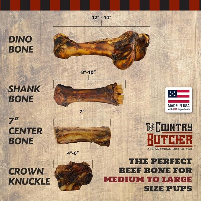 Giant Dog Bone, for Dogs - Stocking Stuffer, Birthday, Gotcha, Holiday Large and Medium Breeds, Natural, Tough, Made in The USA, 1 Count