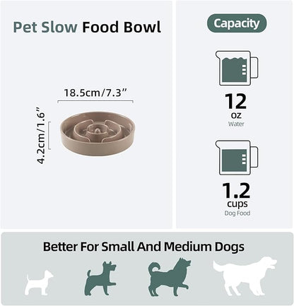 Ceramic 1.2 Cup Slow Feeder Dog Bowl