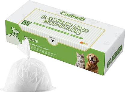 Odor-Sealing Dog Poop Bags, XS/220-Count Leakproof & Durable Dog Waste Bags, Block Smells, Unscented (Color:White)