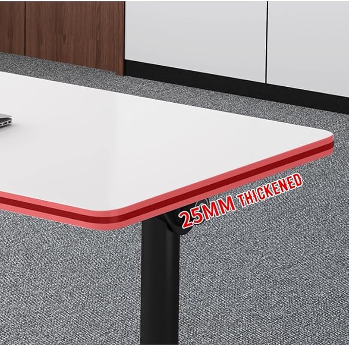 JQUZPCV Conference Table Foldable Meeting Tables, Mobile Training Table with Wheels, Flip Top Rolling Seminar Meeting Table for Office,Meeting Room,classr (White, 55.1×23.6×29.5in)