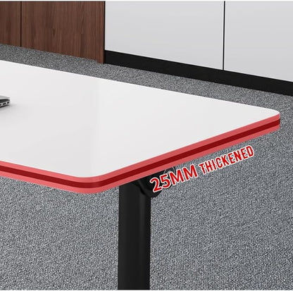 JQUZPCV Conference Table Foldable Meeting Tables, Mobile Training Table with Wheels, Flip Top Rolling Seminar Meeting Table for Office,Meeting Room,classr (White, 55.1×23.6×29.5in)