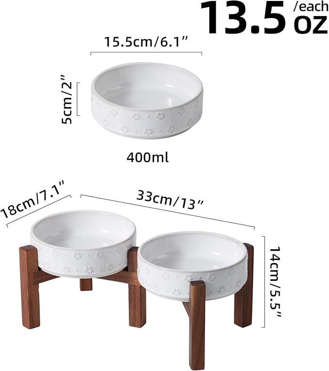 6.1inch Ceramic Raised Double Bowls Set