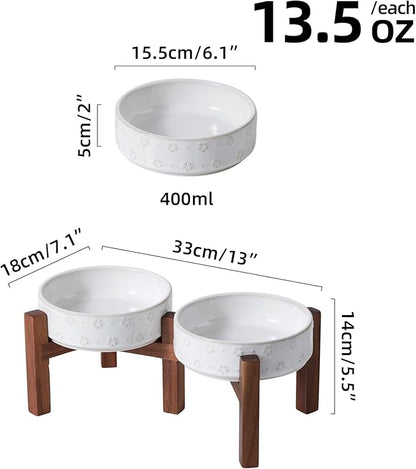 6.1inch Ceramic Raised Double Bowls Set
