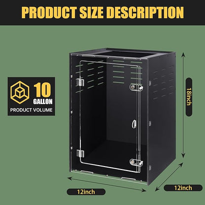Reptile Tank 12x12x18 Terrarium – PVC Reptile Enclosure for Gecko, Snake, and Lizard – Compact Tree-Dwelling Terrarium for Small Pets