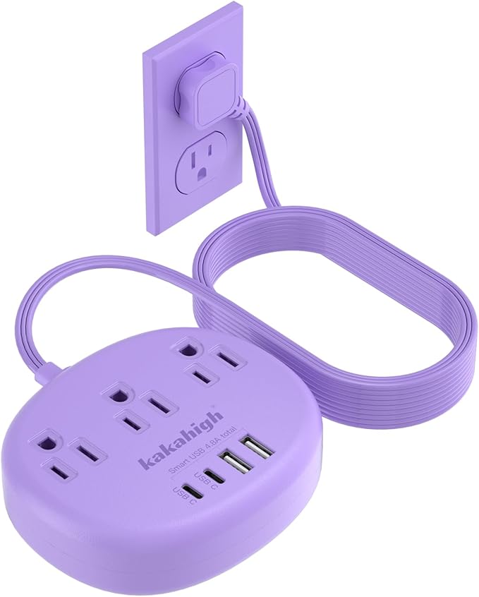 Purple Extension Cord - 10 FT Flat Extension Cord