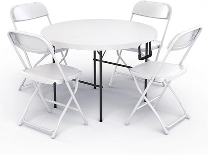 Our Modern Space 3.5 Feet Circular Round Foldable Table with Built in Handle & Steel Legs | Heavy Duty Portable | Perfect for Party, Dining, Wedding, Events, Picnic Indoor, Outdoor, Camping, Utility