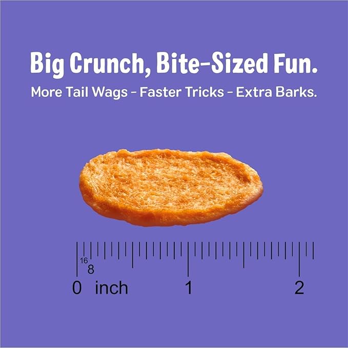 Three Dog Bakery Bark’N Crunch! Chicken Chips, Small 4oz, Cheese Flavor, Crunchy Dog Treats, Two Ingredients, High Protein Snacks, Chicken Treats, Low Calorie Healthy Training Treat, Made in USA