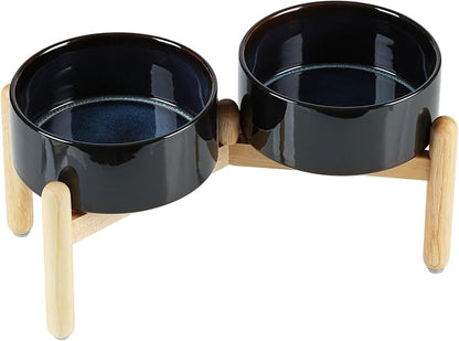 Ceramic 7.3inch Raised Double Bowls Set