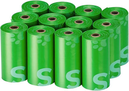 Typlastics Poop Bags for Dogs,180 Bags, Waste Refuse Cleanup, Doggy Roll Refills for Outdoor Puppy Walking and Travel, Leakproof and Tear Resistant, Unscented, 12 Pack of 15, Lime Green