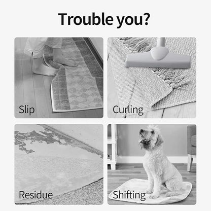 Anti Slip Rug Pad Grippers 8 Pcs Vacuum Technology Carpet Gripper for Hardwood Floors Anti Curling Carpet Grips Washable Non Slip Area Rug Stopper 10x10cm