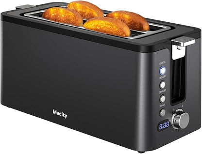 Mecity 4 Slice Toaster, Long Slot Toaster