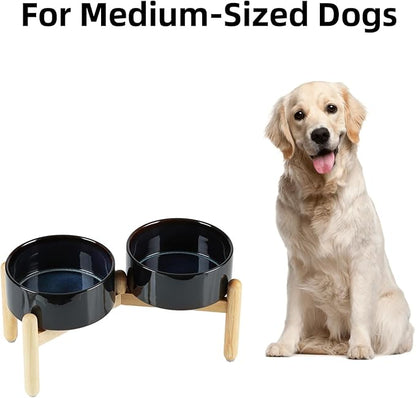 Ceramic 7.3inch Raised Double Bowls Set