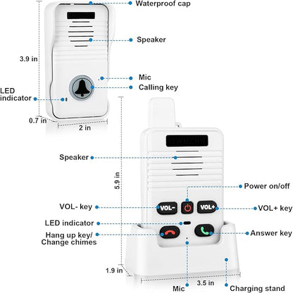 Wireless Doorbell System & Full Duplex Intercom Doorbell Wireless Hands-Free