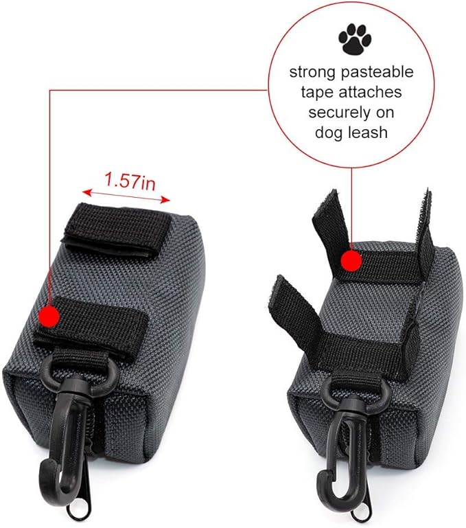 SLSON Pet Waste Bag Dispenser Zippered Pouch,Portable Dog Poop Bag Holder Leash Attachment Lightweight Fabric Bags (Dark Grey)