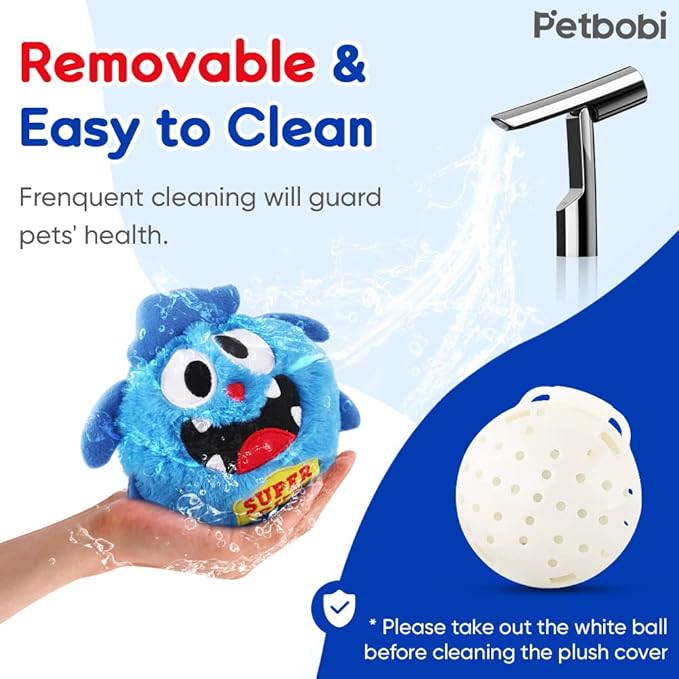 Petbobi Upgrade Dog Toys Interactive Monster Plush Ball Shake Squeak Crazy Bouncer Toy Exercise Electronic Toy for Puppy Motorized Entertainment for Pets