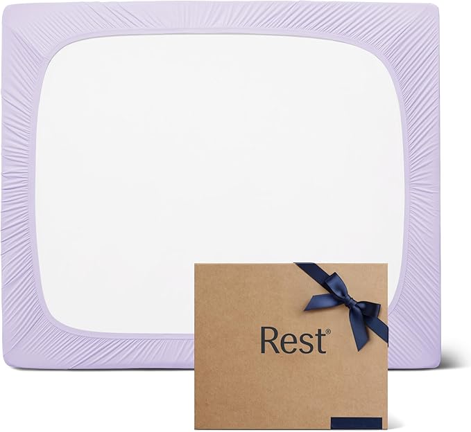 REST® Evercool®+ Fitted Sheet, Cali King, Lavender Breeze, 15" Deep(up to 18’’), Breathable Bedding for Hot Sleeper and Night Sweats, Bed Sheet with Ionic+ Self-Cleaning Silver Yarn for Sensitive Skin