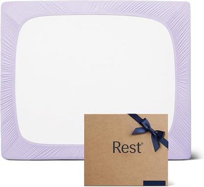 REST® Evercool®+ Fitted Sheet, Cali King, Lavender Breeze, 15" Deep(up to 18’’), Breathable Bedding for Hot Sleeper and Night Sweats, Bed Sheet with Ionic+ Self-Cleaning Silver Yarn for Sensitive Skin