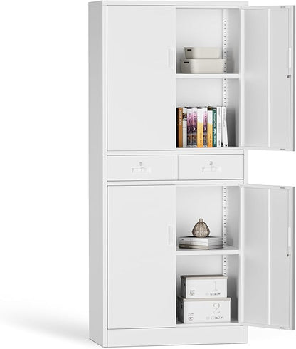 Metal Storage Cabinet with 2 Drawers 71" H