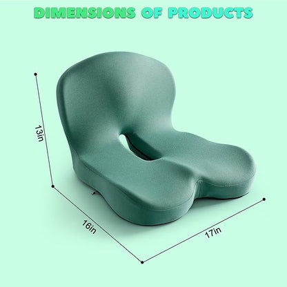 Buttocks Cushion for Office Chair Memory Foam Seat Pad for Butt Support Tailbone Relief Ergonomic Chair Cushion for Home Car Travel or Work (Army Green)