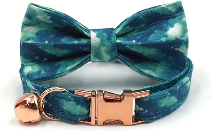 Personalized Cat Collar with Bells,Velvet Customized Small Cat Collar with Name Tag,Pet Collar with Name Phone Number Engraved ID Tags for Boy and Girl Kitten Cats (Peacock)