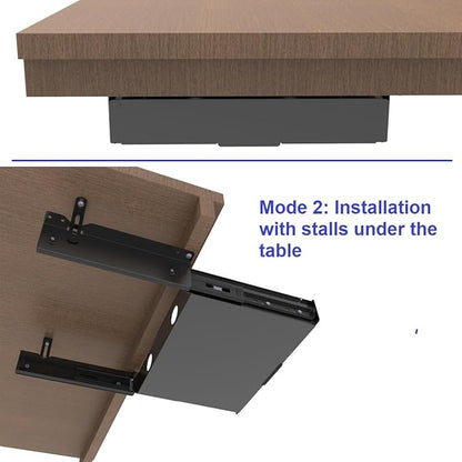 Under Desk Mounted Slide out Drawer, W 13.4" x D 9.3" Storage Organizer