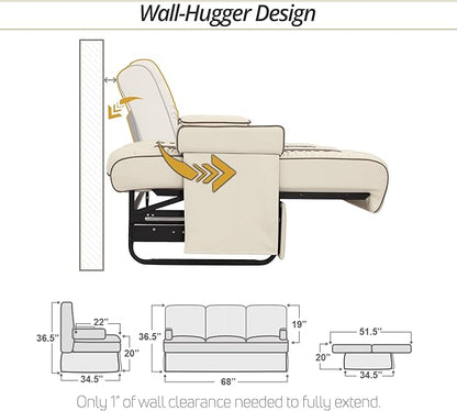 Qualitex De Leon Console SL RV Sofa Bed, 68" Wide, Ulitmate Leather, Bisque and Light Antelope