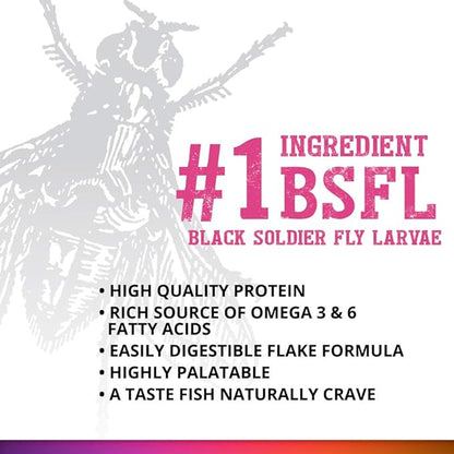 Fluval Bug Bites Color Enhancing Fish Food for Tropical Fish, Flakes for Small to Medium Sized Fish, 3.17 oz., A7348, Brown
