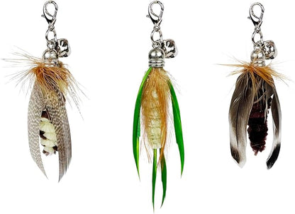 TTcat Cat Feather Wand Toys,Retractable Wand Toy with 3 Mini Insect Refills, Transparent Carbon Wire,Interactive Cat Toy Kitten Toy for Indoor Cats to Play Chase Exercis