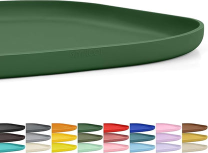SMILOOL Waterproof Silicone Pet Food Mat with Raised Edge for Dog & Cat | 12" x 12" Non-Slip Small Pet Feeding Mats with Lip for Food & Water Bowl, Food Grade, Easy Cleaning, Dark Olive
