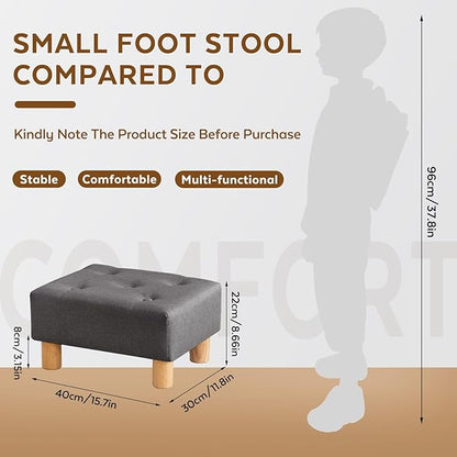 FIMIVIBI Small Foot Stool Ottoman, Linen Footstool Ottoman Foot Rest for Couch, Rectangle Footstools and Ottomans Small for Living Room, Entryway and Bedroom (Gray)