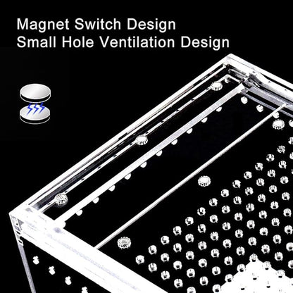 NANEEZOO Magnetic Acrylic Enclosure 10x6x6 Inch Tall Long Case Reptile Habitat Terrarium cage for Terrestrial Arboreal Tarantula Scorpion Sling Isopods Lizards Invertebrates Insect Mantis