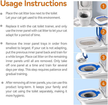 Cat Toilet Trainer Kit | Cat Potty Training Kit | Toilet Training for Cats & Cat Box（Blue）
