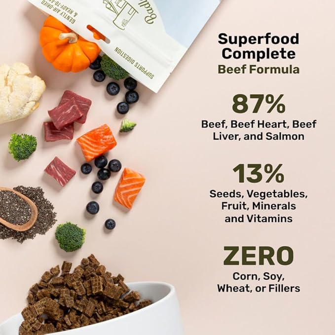 BADLANDS RANCH - Superfood Complete, Adult Dog Food, Air-Dried, High Protein, Zero Fillers, Superfood Nutrition by Katherine Heigl (24 oz., Beef Formula)