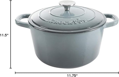 Crock Pot Artisan 5-Quart Round Enameled Cast Iron Dutch Oven – Slate Gray