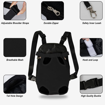 FEimaX Dog Carrier Backpack Pet Legs Out Front Cat Travel Bag, Adjustable Puppy Backpacks Carriers Hands-Free for Small Medium Dogs Cats Hiking Traveling Camping Daily Walking (Medium, Black)